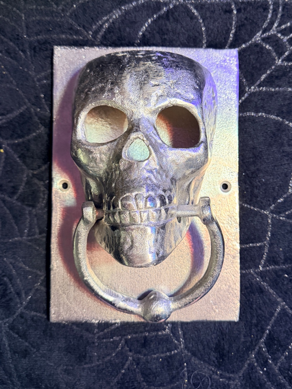 Skull Door Knocker Wall Decor - Metallic Silver